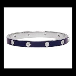 Silver-plated & Enamel Hinged Bangle In Tory Navy from Tory Burch #310